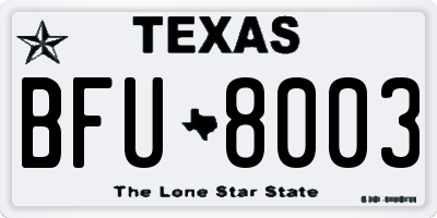 TX license plate BFU8003