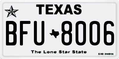 TX license plate BFU8006