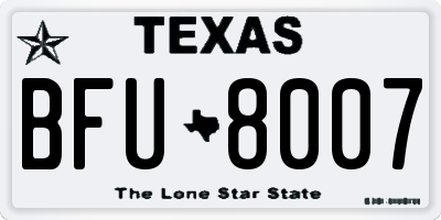 TX license plate BFU8007