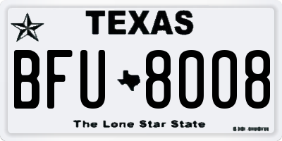 TX license plate BFU8008