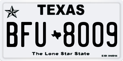 TX license plate BFU8009