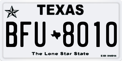 TX license plate BFU8010