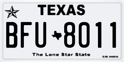 TX license plate BFU8011