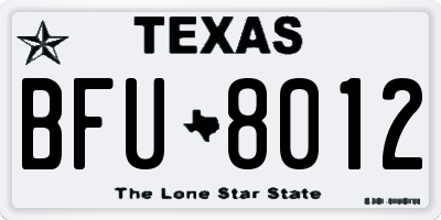 TX license plate BFU8012