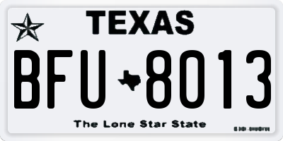 TX license plate BFU8013