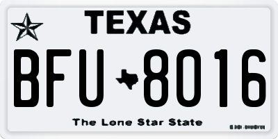 TX license plate BFU8016