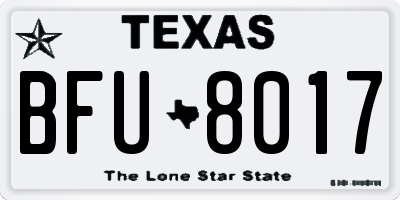 TX license plate BFU8017