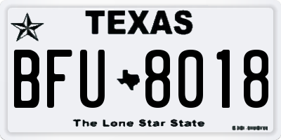 TX license plate BFU8018