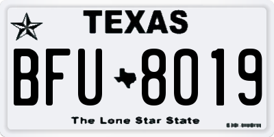 TX license plate BFU8019