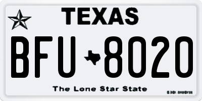 TX license plate BFU8020