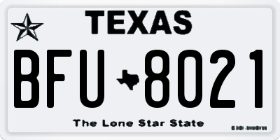 TX license plate BFU8021