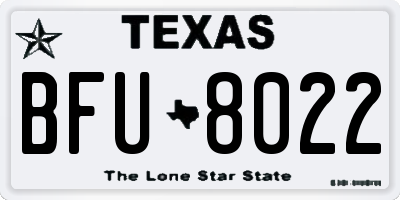 TX license plate BFU8022