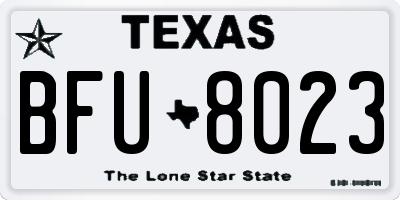 TX license plate BFU8023