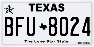 TX license plate BFU8024
