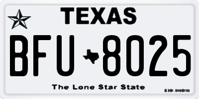 TX license plate BFU8025