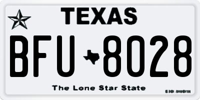 TX license plate BFU8028