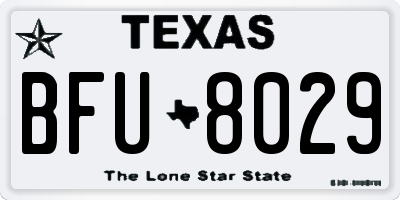 TX license plate BFU8029