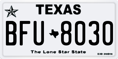 TX license plate BFU8030