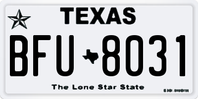 TX license plate BFU8031