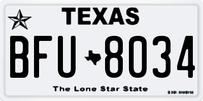 TX license plate BFU8034