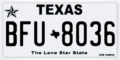 TX license plate BFU8036