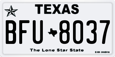 TX license plate BFU8037