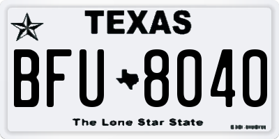 TX license plate BFU8040
