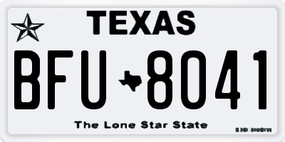 TX license plate BFU8041