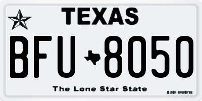 TX license plate BFU8050