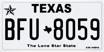 TX license plate BFU8059