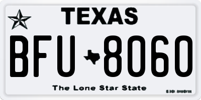 TX license plate BFU8060