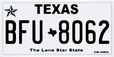 TX license plate BFU8062