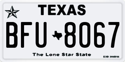 TX license plate BFU8067