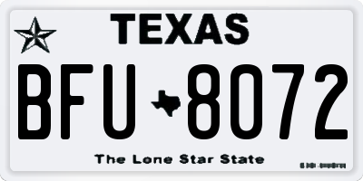 TX license plate BFU8072