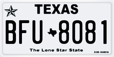 TX license plate BFU8081