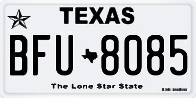 TX license plate BFU8085
