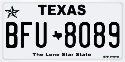 TX license plate BFU8089