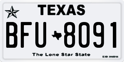 TX license plate BFU8091