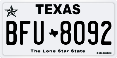 TX license plate BFU8092