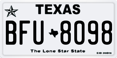 TX license plate BFU8098