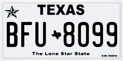 TX license plate BFU8099
