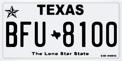 TX license plate BFU8100