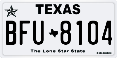 TX license plate BFU8104