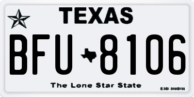 TX license plate BFU8106