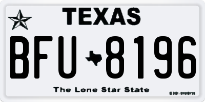 TX license plate BFU8196