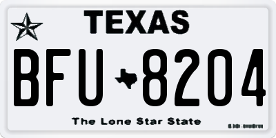 TX license plate BFU8204