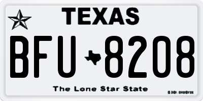 TX license plate BFU8208