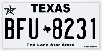 TX license plate BFU8231