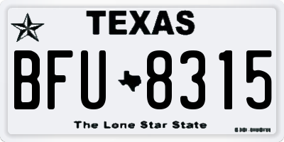TX license plate BFU8315