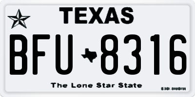TX license plate BFU8316